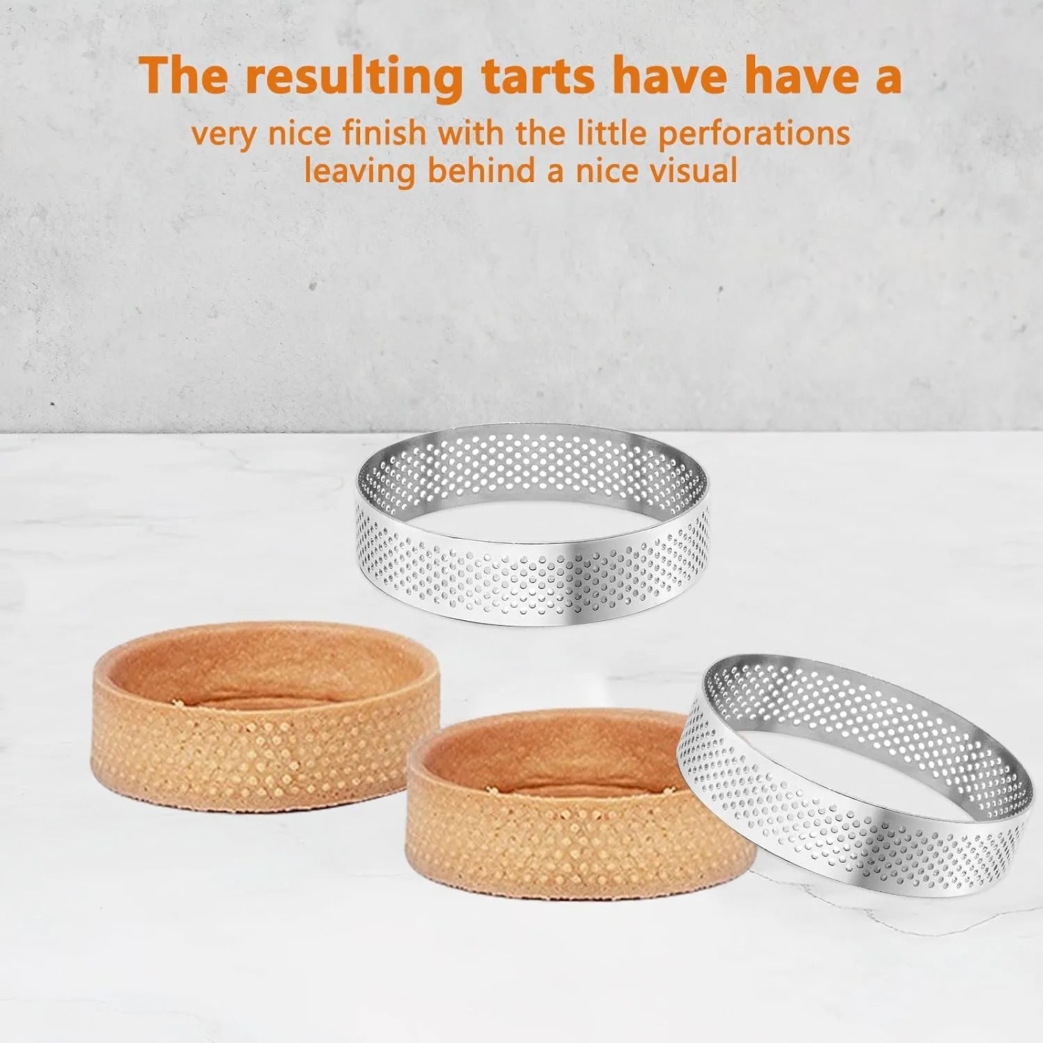 10 Pcs 3.14 Inch 304 Stainless Steel Tart Ring, Heat-Resistant Perforated Cake Mousse Ring, Round Ring Baking Small Fruit Tarte Crust Tools (8cm)
