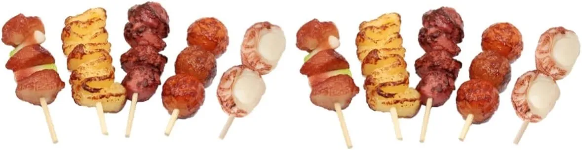 10 Pcs Simulation Barbecue Skewers Miniture Decoration Plastic Playes Mini Toys Kitchen Food Model Realistic Barbecue Fake Grill Meat Kids Play Grill Toy for Over 3 Years Old
