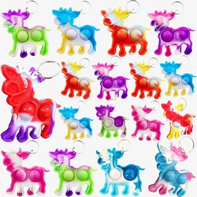 100 Packs Bulk Cow Push Fidget Bubble Mini Pop keychain，for Adult and Kids,Birthday Party Favors Supplies gifts Classroom summer Students Bubble Prize