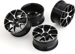 1/10 On Road Drift Wheels Rims Hex 12mm RC Aluminum Alloy Rally Racing Hubs for 1:10 Scale Touring Street Car Tires Tamiya TT01 TT02 HSP 2S 3S Brushless HPI KYOSHO XV02 XV01 4PCS (Black)