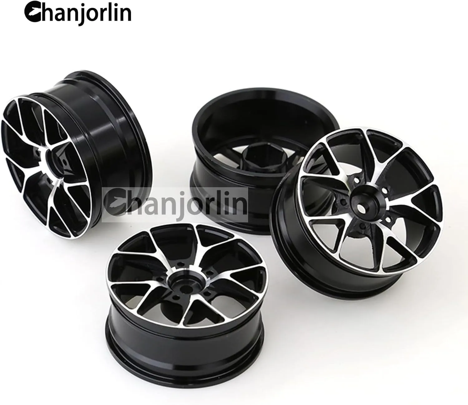 1/10 On Road Drift Wheels Rims Hex 12mm RC Aluminum Alloy Rally Racing Hubs for 1:10 Scale Touring Street Car Tires Tamiya TT01 TT02 HSP 2S 3S Brushless HPI KYOSHO XV02 XV01 4PCS (Black)