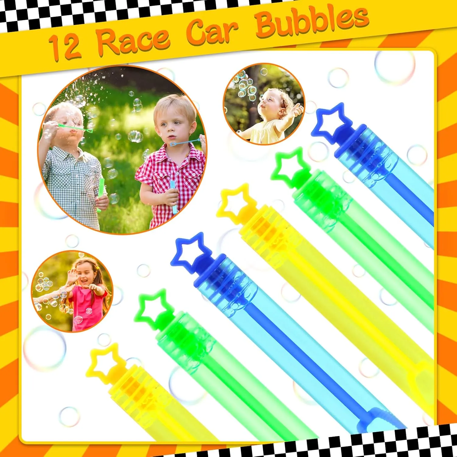 110 PCS Race Car Party Favors Birthday Supplies with Drinking Straws, Silicone Bracelets, Bubble Wands, Keychains, and Racing Car Pinata for Boys Goodie Bag Stuffers