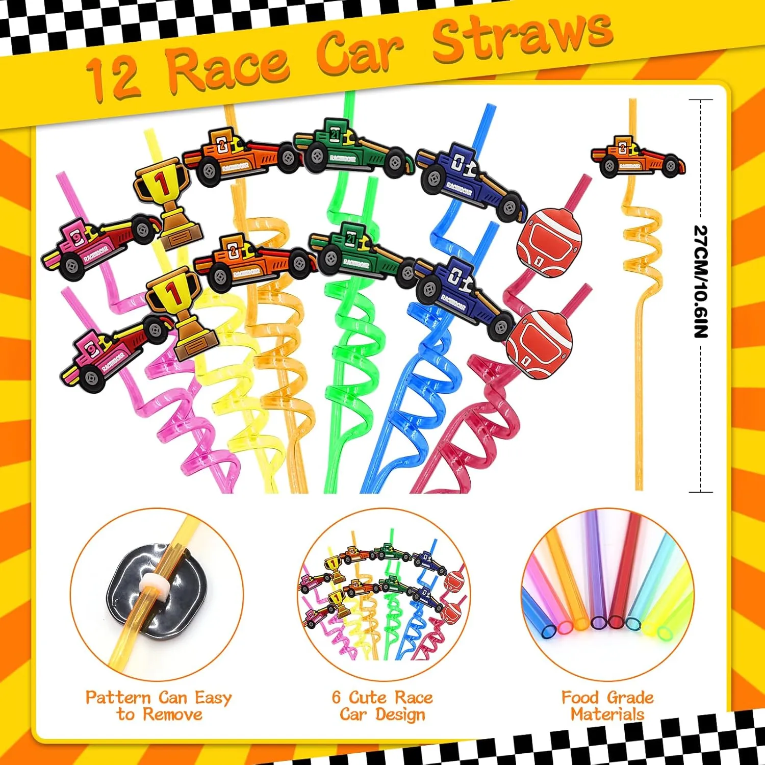 110 PCS Race Car Party Favors Birthday Supplies with Drinking Straws, Silicone Bracelets, Bubble Wands, Keychains, and Racing Car Pinata for Boys Goodie Bag Stuffers