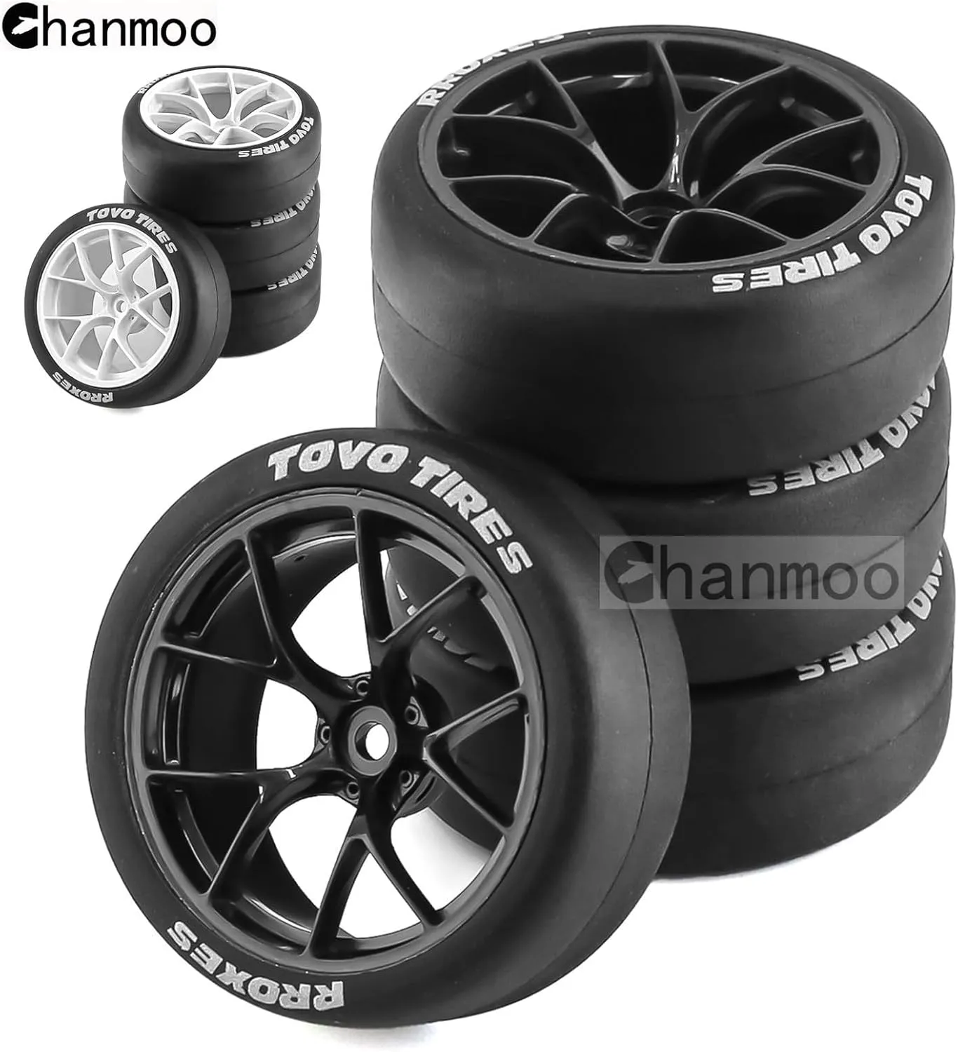 1/10 RC Drift Tires and Plastic Wheels Rims Rally Racing Tyres 12mm Hex for 1:10 Scale On Road Touring Street Car Tamiya Traxxas HPI KYOSHO XV02 XV01 TT01 TT02 PTG2 A959 4PCS (B Black)