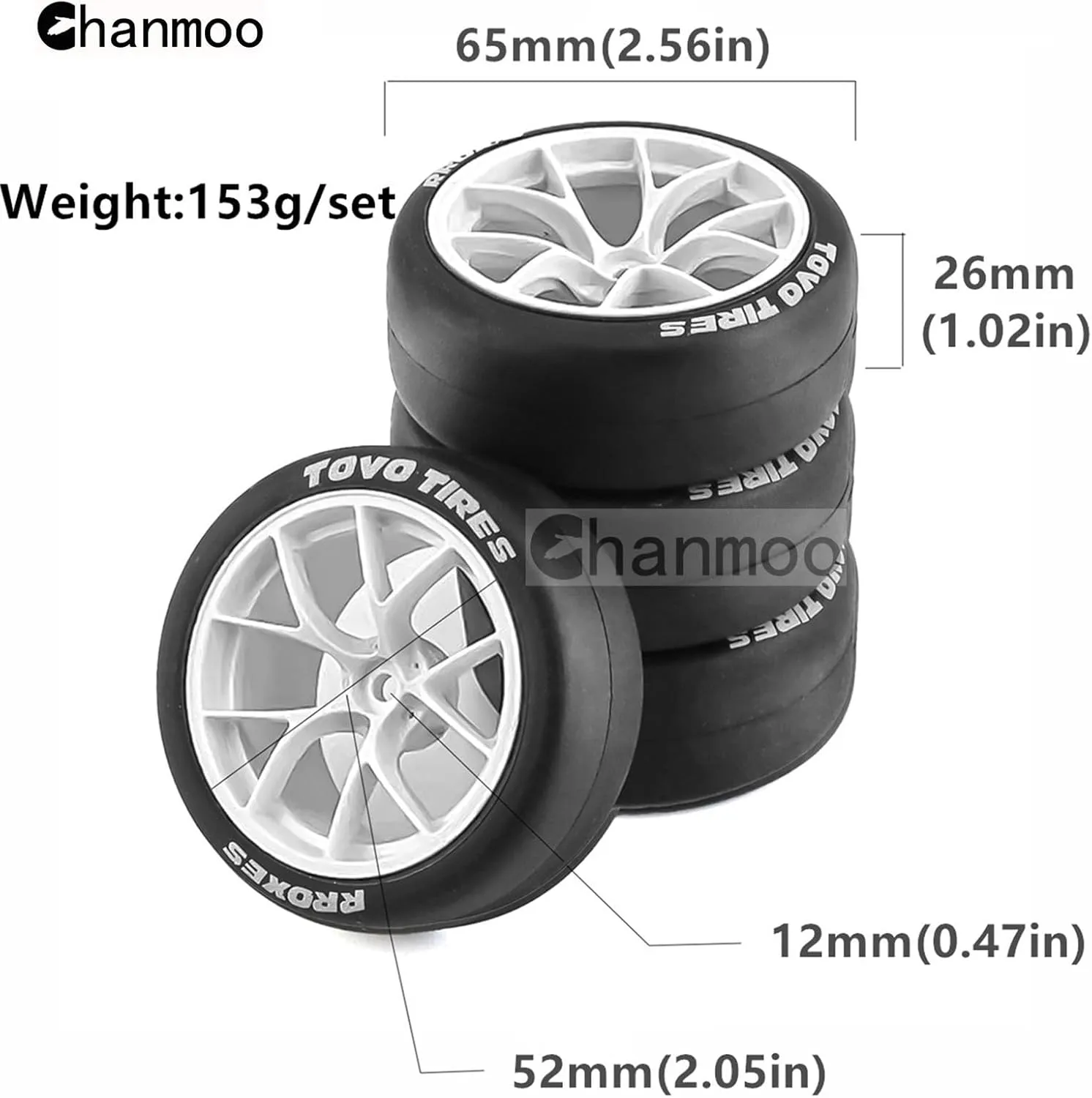 1/10 RC Drift Tires and Plastic Wheels Rims Rally Racing Tyres 12mm Hex for 1:10 Scale On Road Touring Street Car Tamiya Traxxas HPI KYOSHO XV02 XV01 TT01 TT02 PTG2 A959 4PCS (B Black)