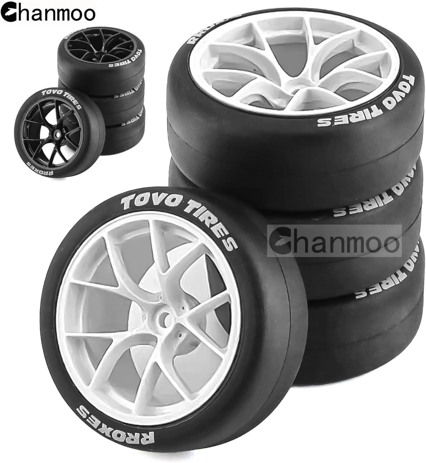 1/10 RC Drift Tires and Plastic Wheels Rims Rally Racing Tyres 12mm Hex for 1:10 Scale On Road Touring Street Car Tamiya Traxxas HPI KYOSHO XV02 XV01 TT01 TT02 PTG2 A959 4PCS (B Black)
