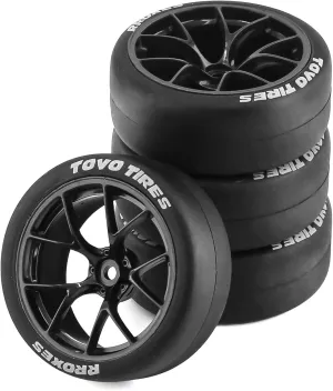 1/10 RC Drift Tires and Plastic Wheels Rims Rally Racing Tyres 12mm Hex for 1:10 Scale On Road Touring Street Car Tamiya Traxxas HPI KYOSHO XV02 XV01 TT01 TT02 PTG2 A959 4PCS (B Black)