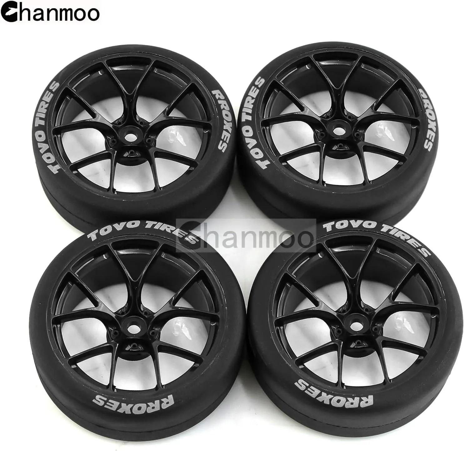 1/10 RC Drift Tires and Plastic Wheels Rims Rally Racing Tyres 12mm Hex for 1:10 Scale On Road Touring Street Car Tamiya Traxxas HPI KYOSHO XV02 XV01 TT01 TT02 PTG2 A959 4PCS (B Black)