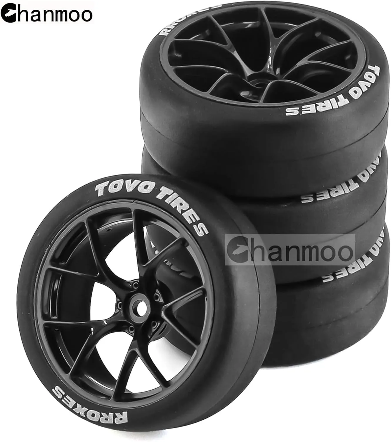 1/10 RC Drift Tires and Plastic Wheels Rims Rally Racing Tyres 12mm Hex for 1:10 Scale On Road Touring Street Car Tamiya Traxxas HPI KYOSHO XV02 XV01 TT01 TT02 PTG2 A959 4PCS (B Black)