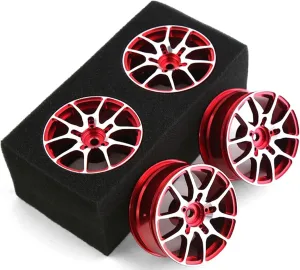 1/10 RC On Road Drift Wheels Rims Hex 12mm Metal Rally Racing Hubs for 1:10 Scale Touring Street Car Tires Tyres Tamiya TT01 TT02 HSP 2S 3S Brushless HPI KYOSHO XV02 XV01 4PCS (Red)