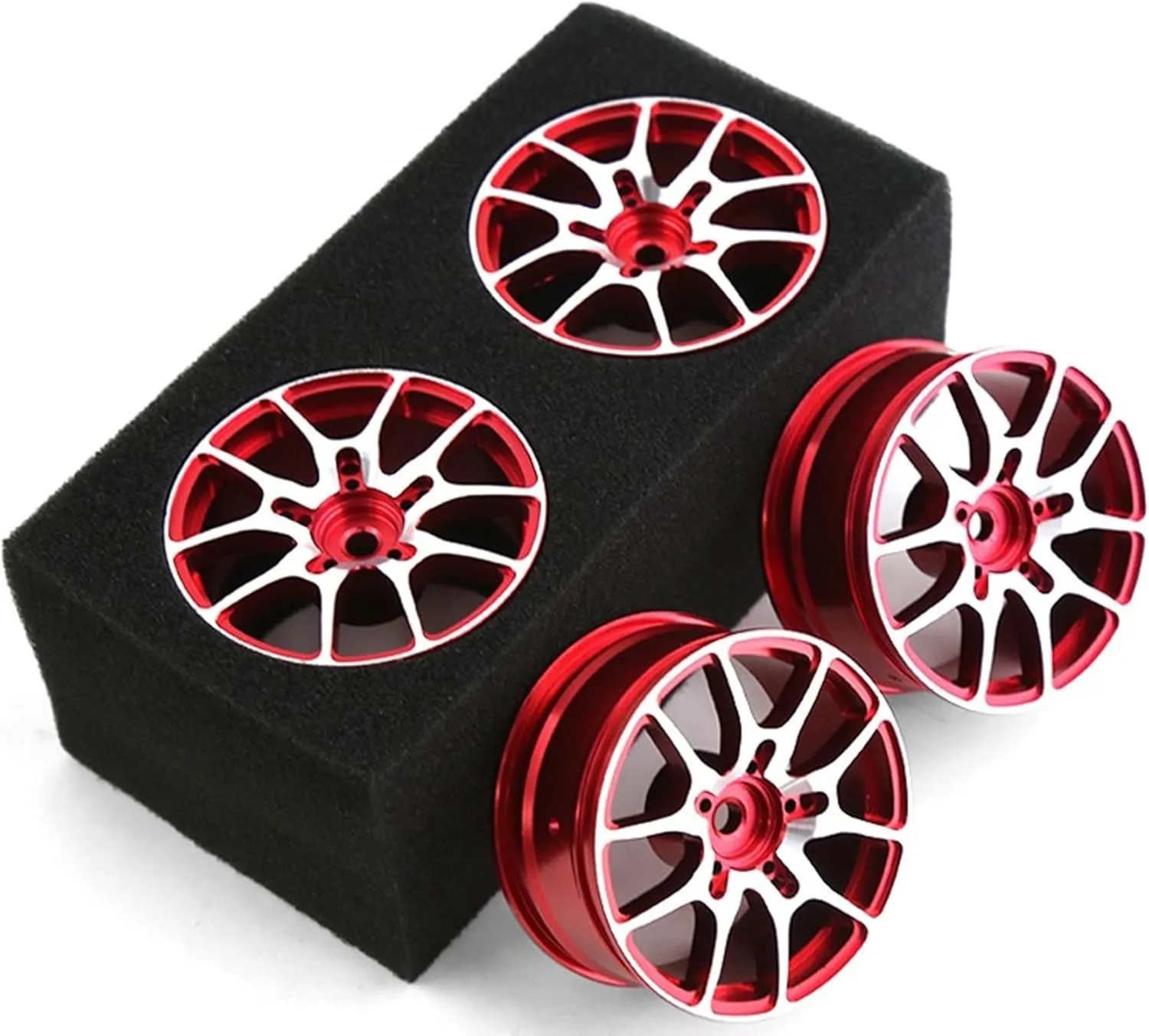 1/10 RC On Road Drift Wheels Rims Hex 12mm Metal Rally Racing Hubs for 1:10 Scale Touring Street Car Tires Tyres Tamiya TT01 TT02 HSP 2S 3S Brushless HPI KYOSHO XV02 XV01 4PCS (Red)