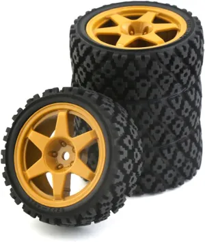 1/10 RC On Road Tires Rubber Rally Tyres and Wheels Rims 12mm Hex for 1/10 Scale RC Racing Drift Car HPI KYOSHO Tamiya XV01 XV02 TA06 TT01 TT02 PTG2 144001 A959 4PCS