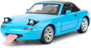 1/32 Mazda Miata MX-5 Alloy Model Car, Toy Car with Pullback, Removable Top, Blinking Lights, Toy Car with Sound and Bright Lights, Collectible Grade Gift for Kids (Blue)