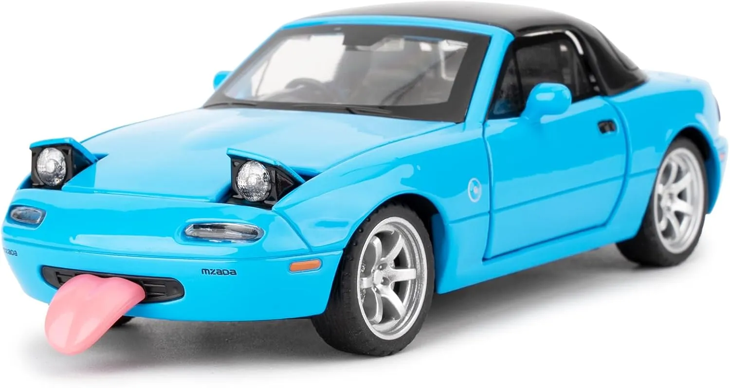 1/32 Mazda Miata MX-5 Alloy Model Car, Toy Car with Pullback, Removable Top, Blinking Lights, Toy Car with Sound and Bright Lights, Collectible Grade Gift for Kids (Blue)