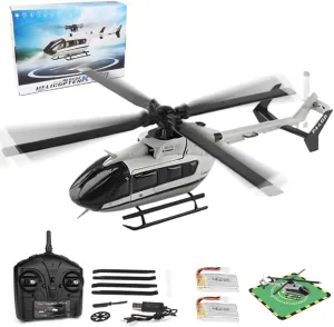 1:32 Scale K160 EC145 RC Helicopter, 4CH Brushless Flybarless Helicopter with Altitude Hold & 6-Axis Gyro, 2.4GHz Remote Control Military Aircraft for Beginners & Enthusiasts