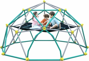 13ft Geometric Dome Climber Play Center, Kids Climbing Dome Tower with Hammock, Rust & UV Resistant Steel Supporting 1000 LBS (Green, 12FT)