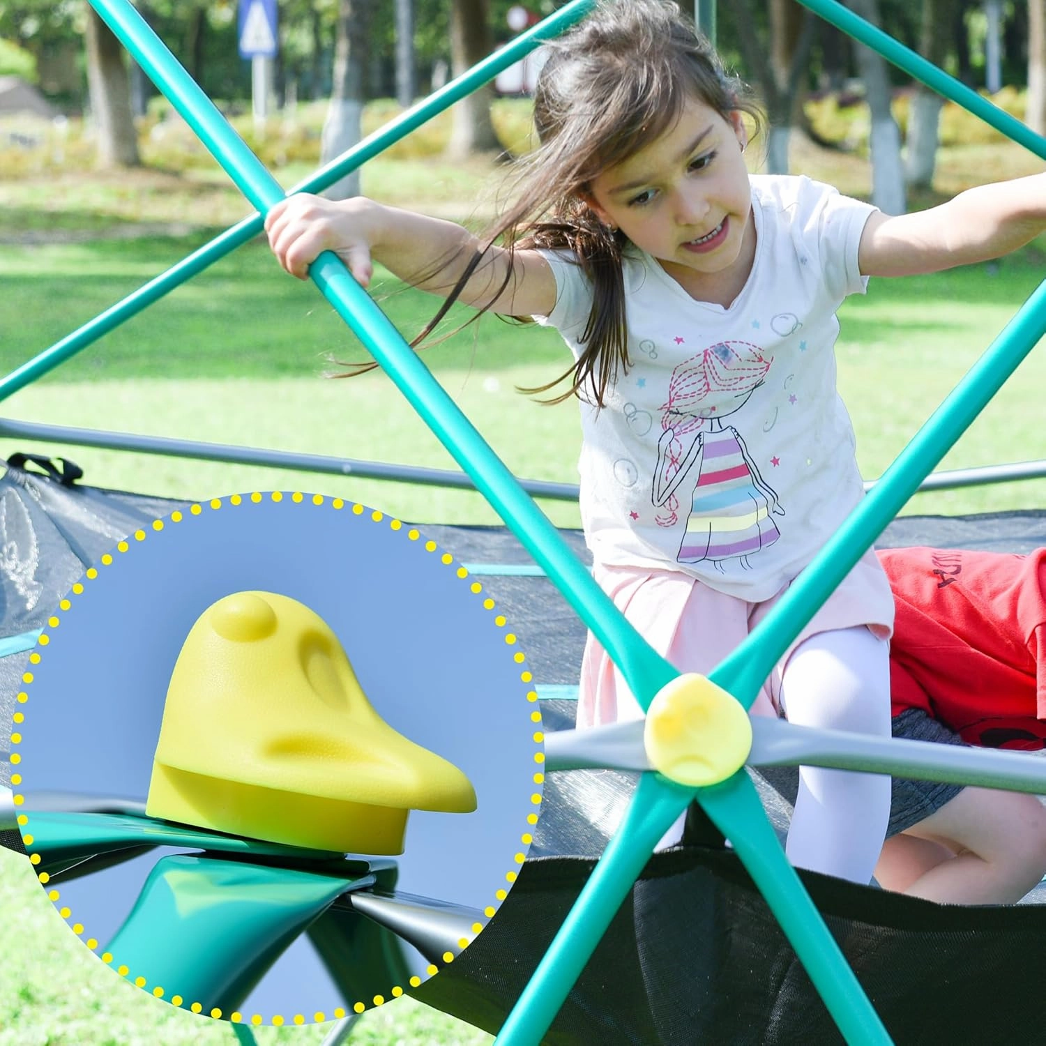13ft Geometric Dome Climber Play Center, Kids Climbing Dome Tower with Hammock, Rust & UV Resistant Steel Supporting 1000 LBS (Green, 12FT)
