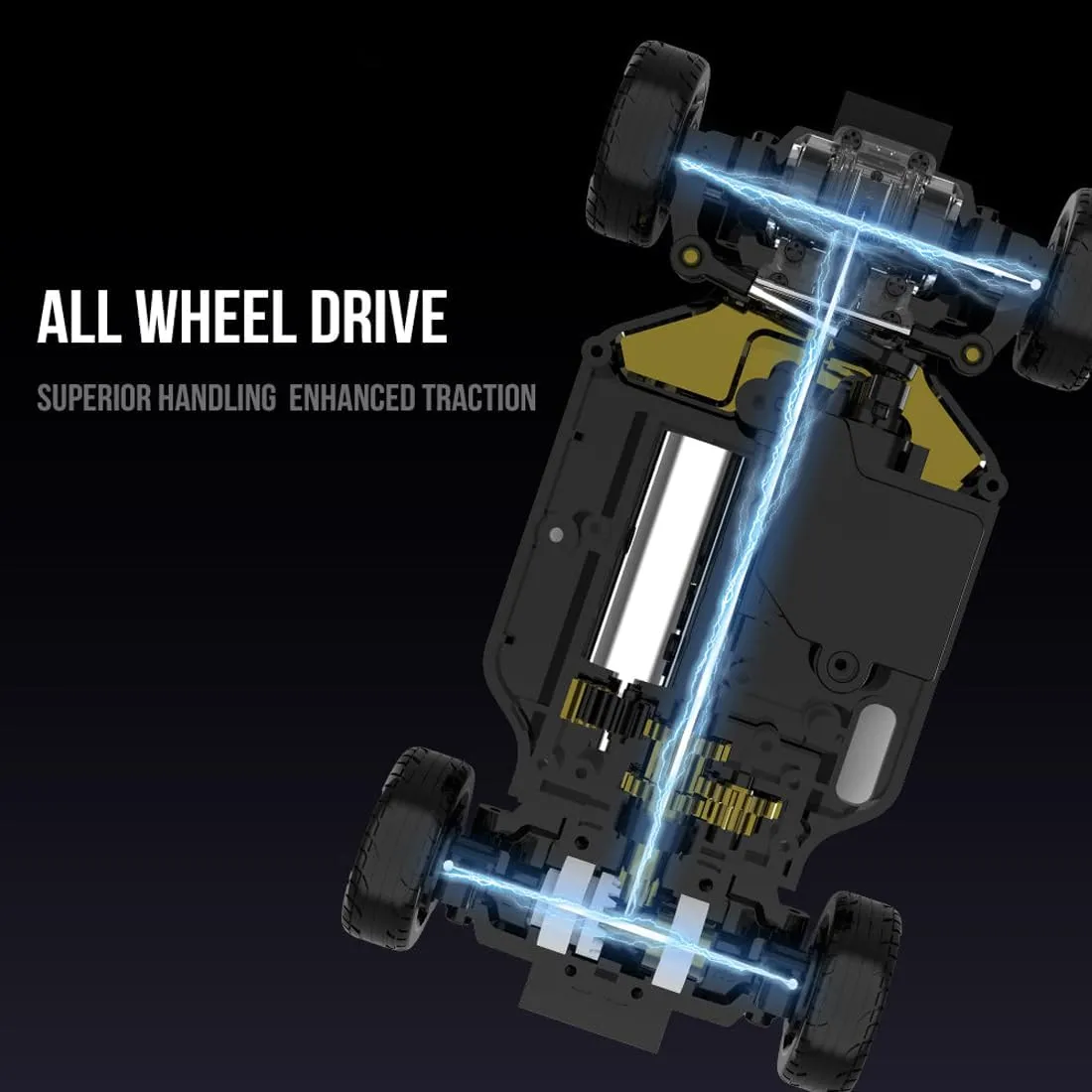 1:43 Scale 2.4GHz High-Speed FPV Camera Mini Remote Control Car, 4WD Supports Dual Modes Between Racing and Drifting, Drifting Racing Car with LED Ambient Lights