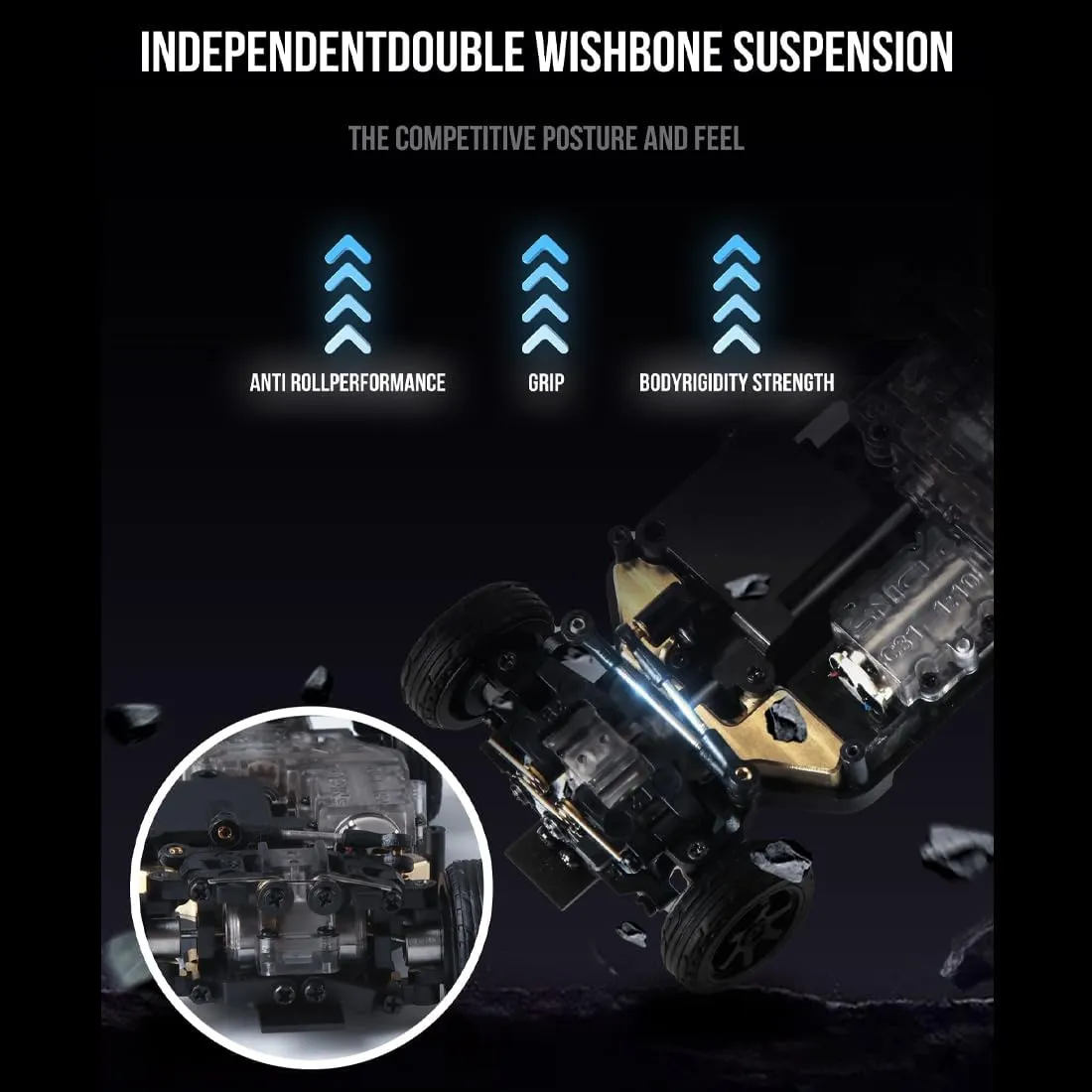 1:43 Scale 2.4GHz High-Speed FPV Camera Mini Remote Control Car, 4WD Supports Dual Modes Between Racing and Drifting, Drifting Racing Car with LED Ambient Lights