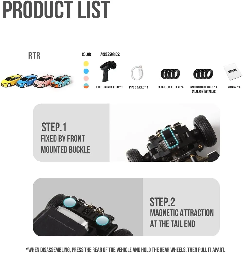 1:43 Scale 2.4GHz High-Speed FPV Camera Mini Remote Control Car, 4WD Supports Dual Modes Between Racing and Drifting, Drifting Racing Car with LED Ambient Lights