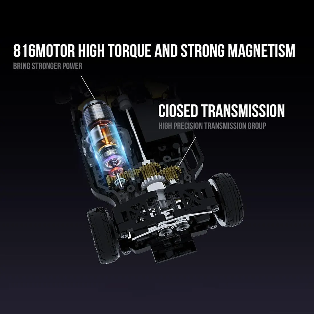 1:43 Scale 2.4GHz High-Speed FPV Camera Mini Remote Control Car, 4WD Supports Dual Modes Between Racing and Drifting, Drifting Racing Car with LED Ambient Lights