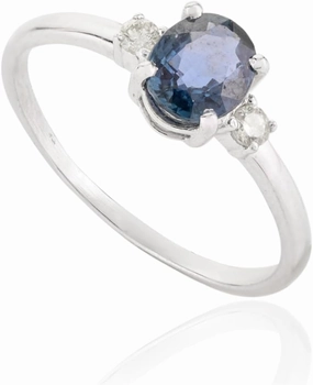 14k Solid White Gold Dainty Blue Sapphire and Diamond Three Stone Ring, Elegant Promise Ring for Women, September Birthstone Jewelry