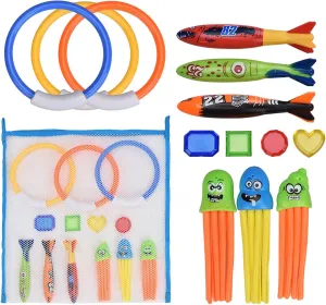 [14Pack] Diving Toys Set with Net Bag, Pool Toys for Kids & Swim Toys, Great Gifts &Toys for Boys and Girls, Ages 3, 4, 5, 6, 7, 8, 9, 10, 11, 12