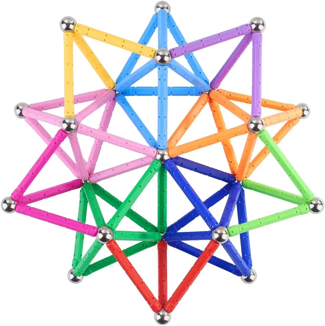 150Pcs Magnetic Building Sticks Blocks Toys, 2.3" Length Magnet Educational Toys Set for Kids and Adult, STEM Building Toy 3D Non-Magnetic Balls with Storage Bag