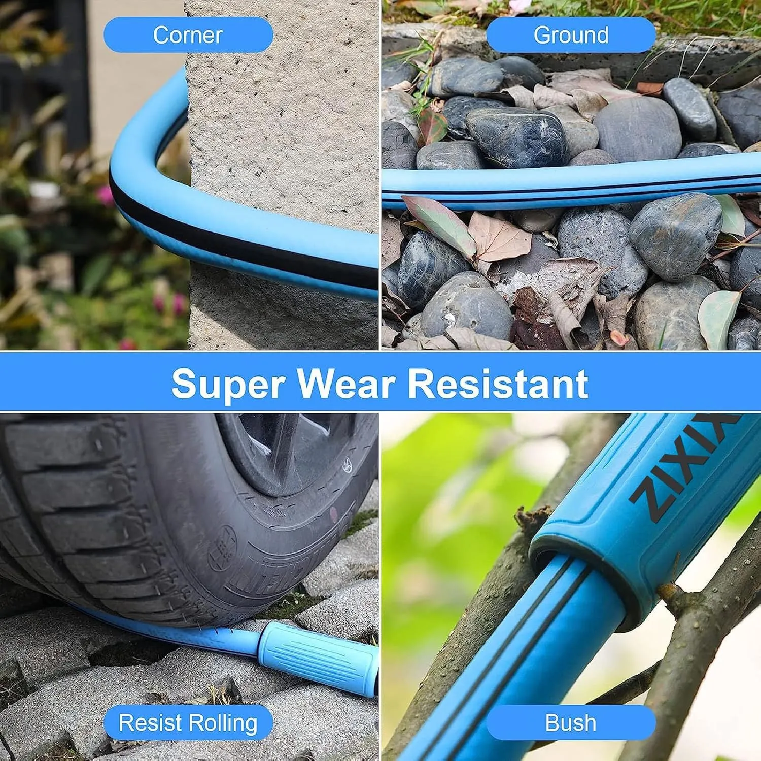 15FT Heavy-Duty Garden Hose with Solid Brass Connectors, 5/8 Inch Flexible Hybrid Rubber, All-Weather Lightweight & Kink-Resistant Water Hose