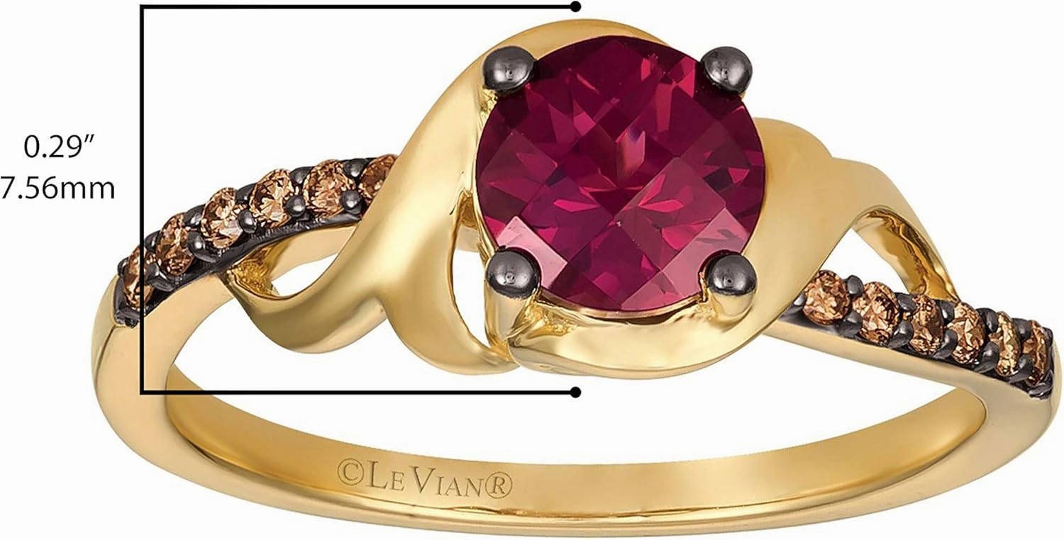1/10 Carat Diamond and Gemstone of Choice Filigree Bypass Ring for Women in 14k Gold (Fancy Brown/G-H, VS2-SI1, cttw) Anniversary Promise Ring Size 4.25 to 9.25 by LeVian