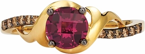 1/10 Carat Diamond and Gemstone of Choice Filigree Bypass Ring for Women in 14k Gold (Fancy Brown/G-H, VS2-SI1, cttw) Anniversary Promise Ring Size 4.25 to 9.25 by LeVian