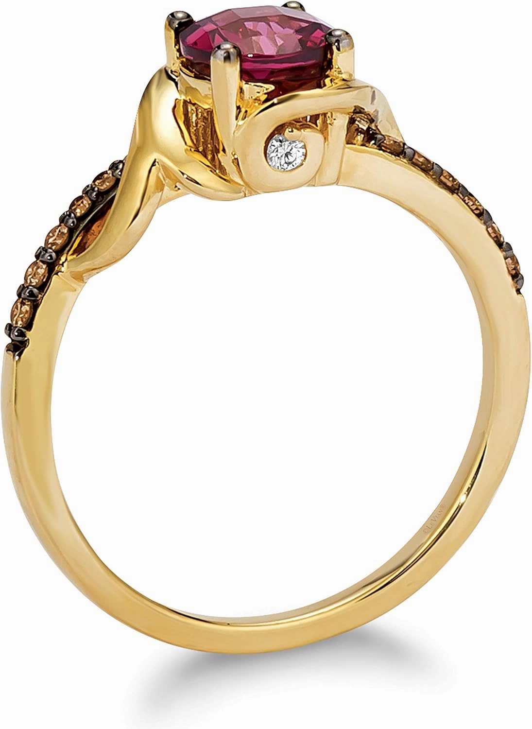 1/10 Carat Diamond and Gemstone of Choice Filigree Bypass Ring for Women in 14k Gold (Fancy Brown/G-H, VS2-SI1, cttw) Anniversary Promise Ring Size 4.25 to 9.25 by LeVian