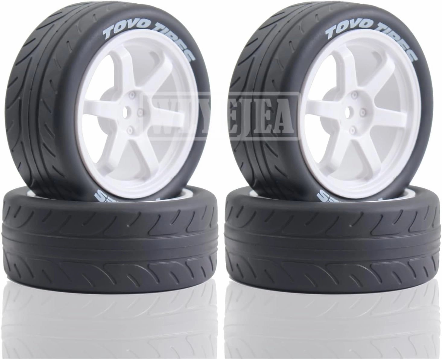 1/10 RC On-Road Tires 4PCS 5 Spoke 12mm Hex RC Wheels and Tires Compatible for 1/10 On-Road Touring Car Traxxas Tamiya tt01 tt02 HSP HPI Kyosho