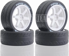 1/10 RC On-Road Tires 4PCS 5 Spoke 12mm Hex RC Wheels and Tires Compatible for 1/10 On-Road Touring Car Traxxas Tamiya tt01 tt02 HSP HPI Kyosho