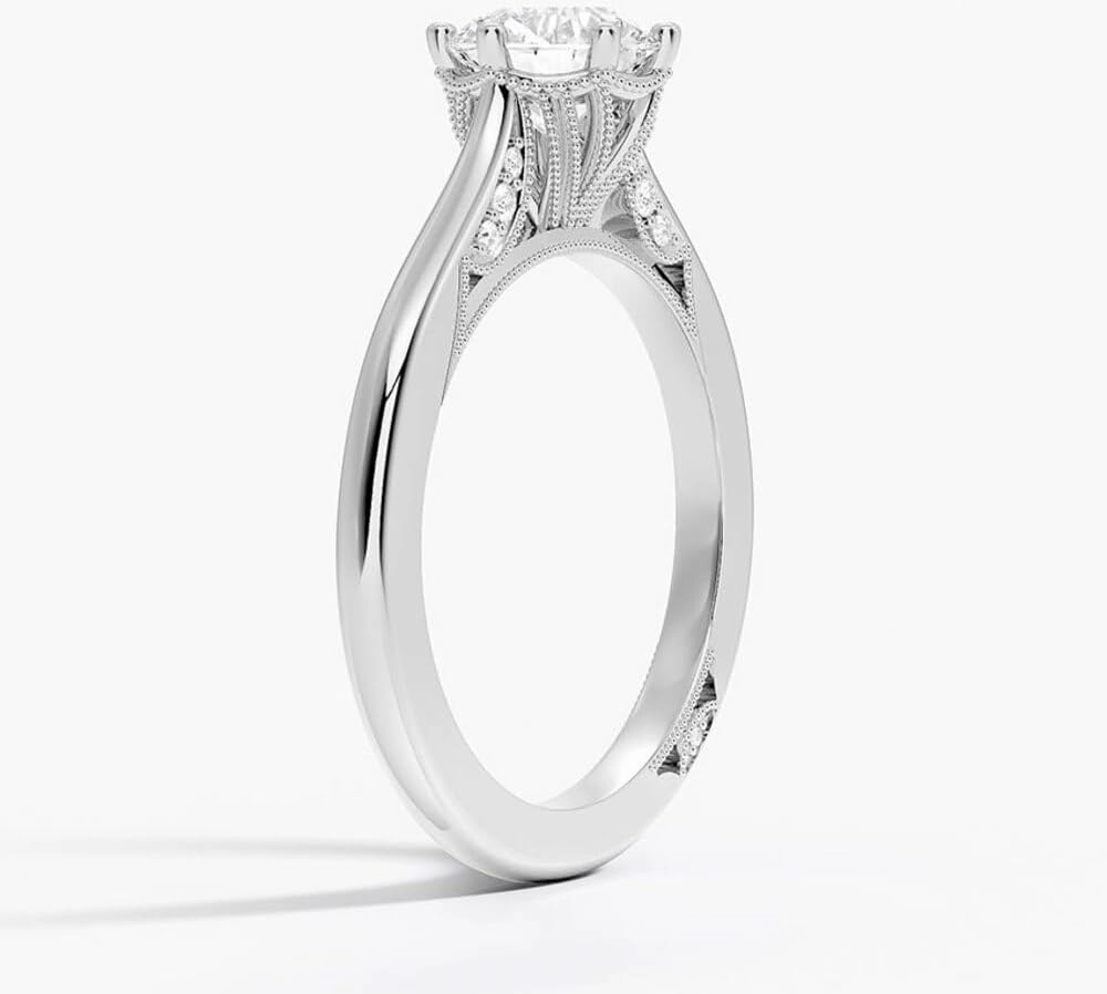 1-3 Ct Moissanite Engagement Ring & Wedding Bridal Ring Set In 10k 14k 18k Gold & S925 Christmas Gift for Women (Tacori Crown Engagement Ring, Main Stone: Round)