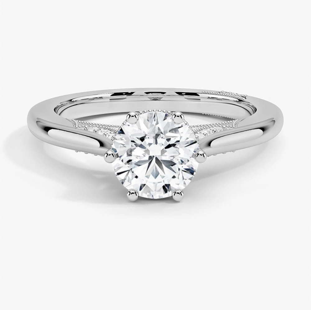 1-3 Ct Moissanite Engagement Ring & Wedding Bridal Ring Set In 10k 14k 18k Gold & S925 Christmas Gift for Women (Tacori Crown Engagement Ring, Main Stone: Round)