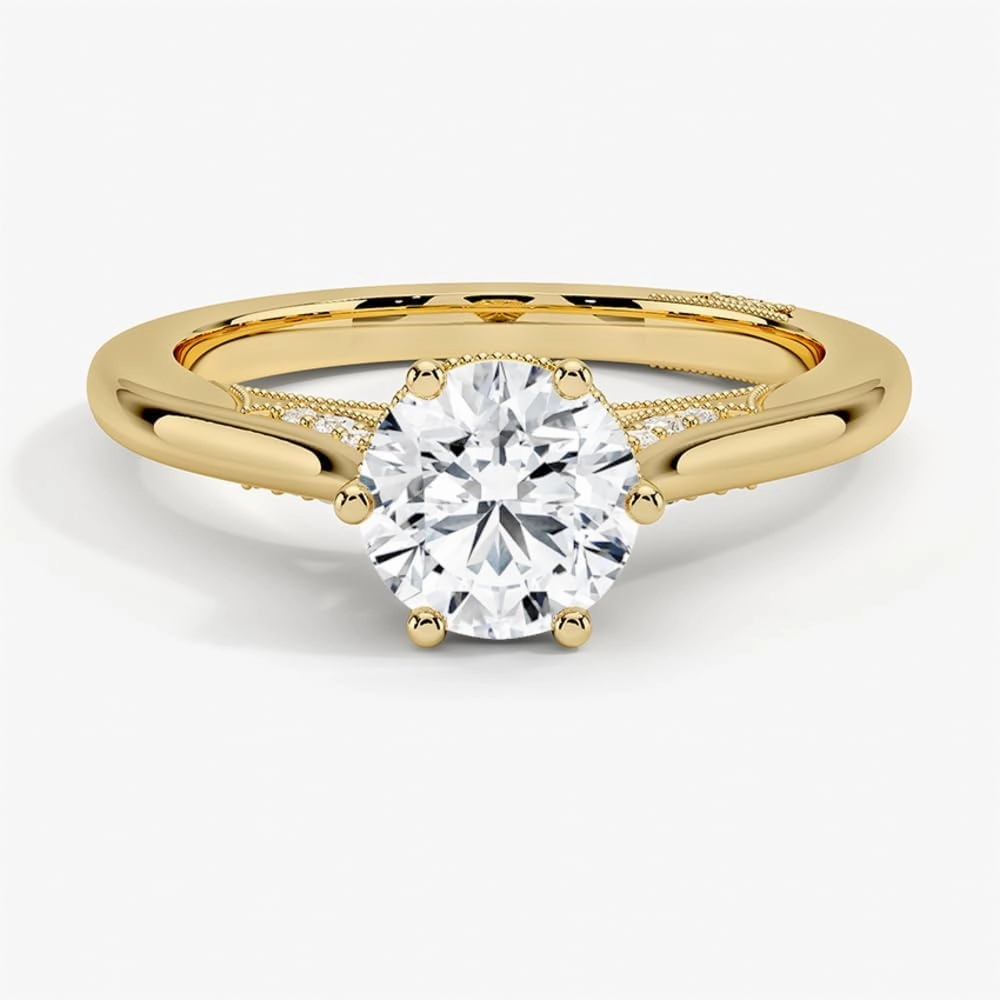 1-3 Ct Moissanite Engagement Ring & Wedding Bridal Ring Set In 10k 14k 18k Gold & S925 Christmas Gift for Women (Tacori Crown Engagement Ring, Main Stone: Round)