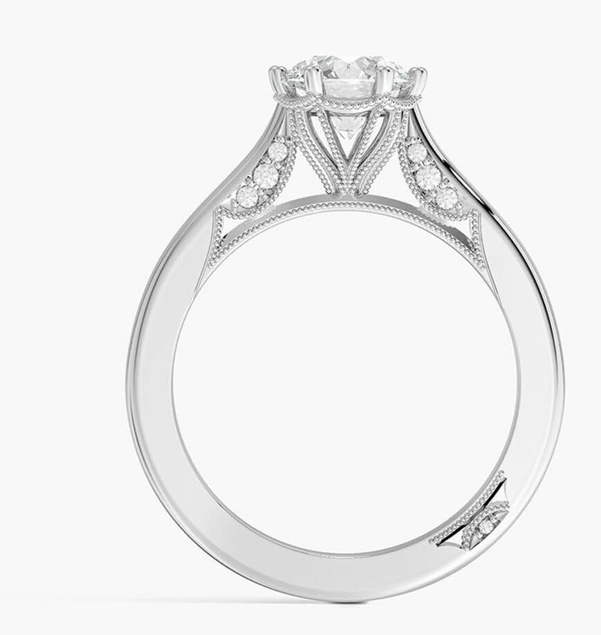 1-3 Ct Moissanite Engagement Ring & Wedding Bridal Ring Set In 10k 14k 18k Gold & S925 Christmas Gift for Women (Tacori Crown Engagement Ring, Main Stone: Round)