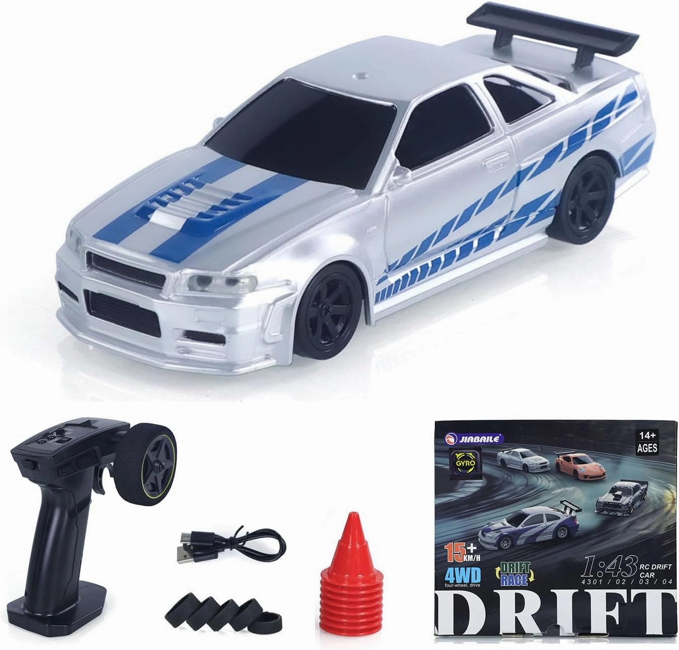 1:43 RC Drift Car 4WD High Speed Racing Vehicles 4304A 2.4GHz RTR Mini Car Model Radio Battery Lights Gyroscope