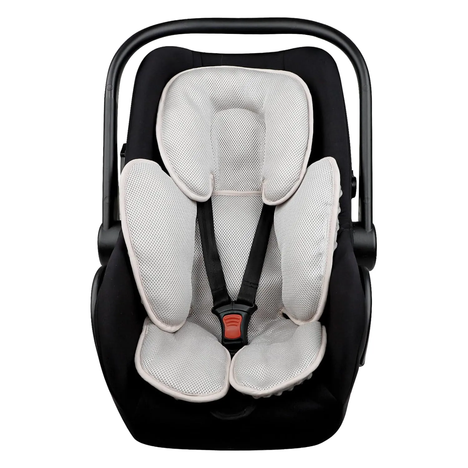 2-in-1 Baby Carseat Head Support, Infant Car Seat Insert for Girls Boys, Soft Baby Neck Support and Body Cushion for Stroller, Baby Swing, Bouncer (Gray)