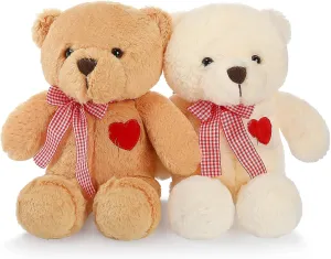 2 Pack 10 Inch Plush Bears Gifts for Her Him Girlfriend Boyfriend Wife Mom Bear Funny Cute Stuffed Animal Plush Present for Birthday Wedding Mother's Day Easter Gifts