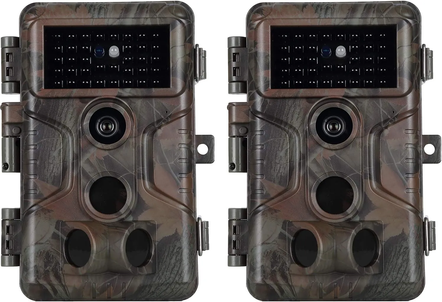 2-Pack No Glow Game & Deer Trail Cameras 48MP 1296P H.264 Video 100ft Night Vision Motion Activated 0.1S Trigger Speed IP66 Waterproof for Home Surveillance & Outdoor Wildlife Hunting