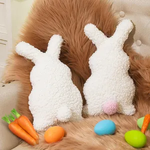 2 Pieces Easter Pillow Bunny Stuffed White Bunny Tail Shape Hugging Cuddly Huggable Rabbit Pillow Decoration for Easter Birthday Bedroom Sofa Couch Gift Supplies