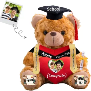 2025 Graduation Teddy Bear with Heart, Personalized Teddy Bear Plush Toys as Graduation Gifts for Her Him as High School College Kindergarten Graduation Day 2025 (10 in-Text Photo)