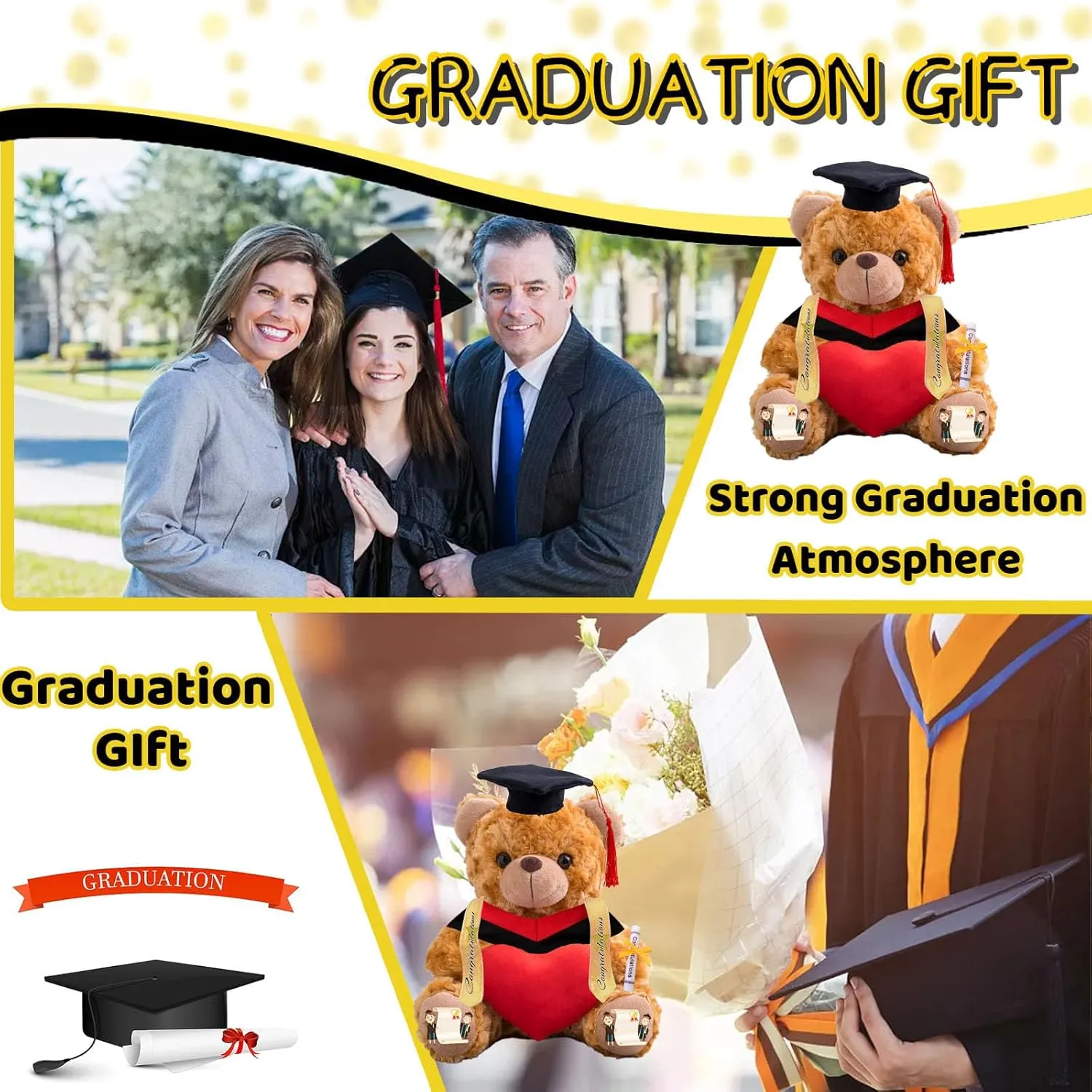 2025 Graduation Teddy Bear with Heart, Personalized Teddy Bear Plush Toys as Graduation Gifts for Her Him as High School College Kindergarten Graduation Day 2025 (10 in-Text Photo)