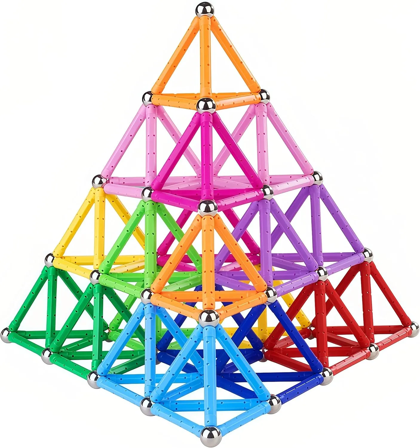 204 Pcs Magnetic Building Sticks Blocks Toys, 2.3" Length Magnet Educational Stacking Toys Set for Kids and Adult, STEM Building Toy 3D Non-Magnetic Balls with Storage Bag