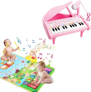 24 Keys Piano Toy and 3 in 1 Musical Mat Toy for Toddlers Love&Mini