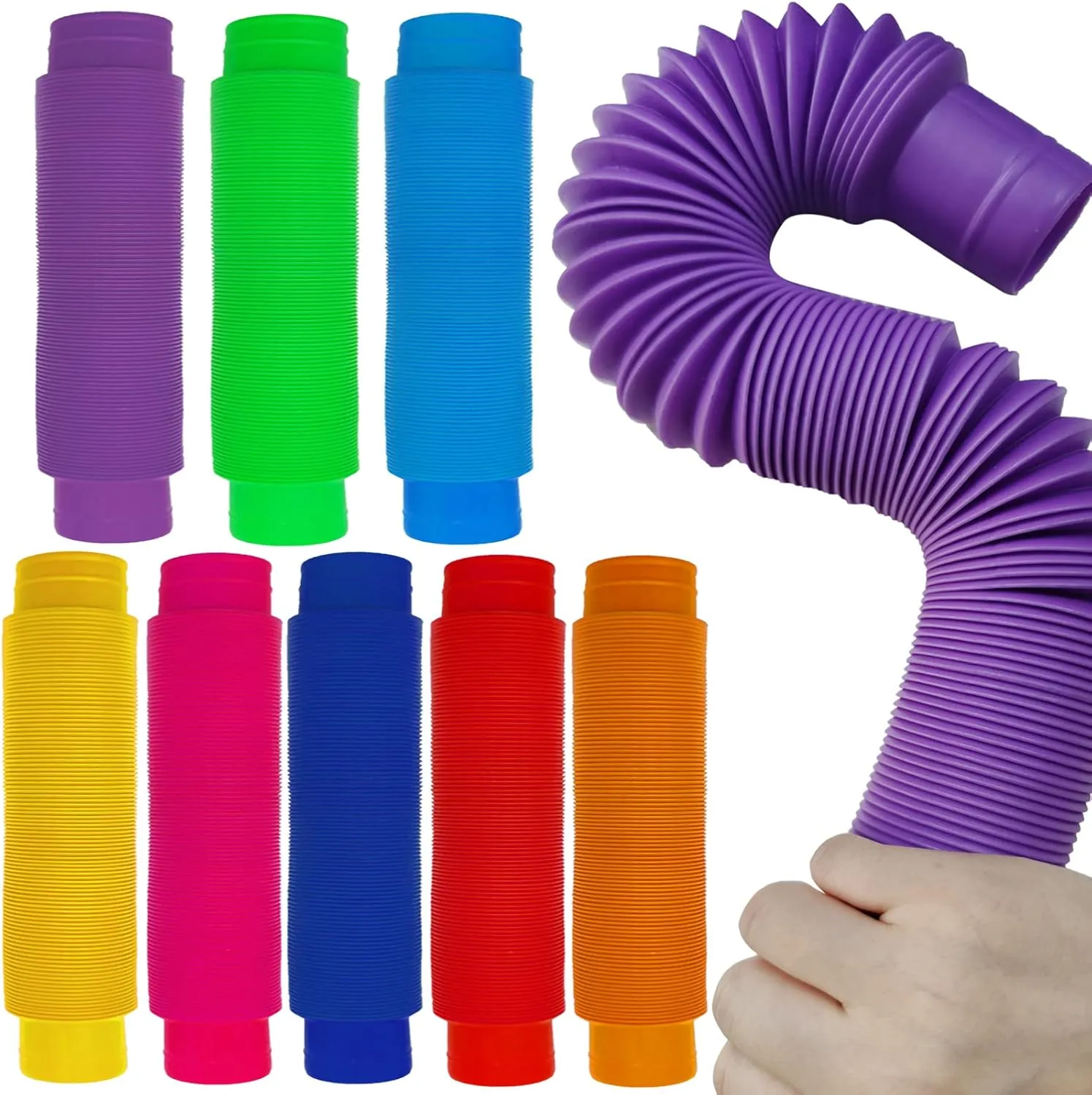 24 Large Jumbo Pop Tubes Sensory Fidget Toys for Party Favors, Classroom Prizes, Goodie Bags, Kids, Toddlers, Adults, Birthday, Christmas, Valentine Gifts