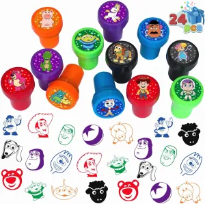 24 Pcs Toy Inspired Story Themed Stampers, Toy Inspired Story Birthday Party Supplies, Goody Bag Treat Bag Stuff for Toy Inspired Story Birthday Party Gifts