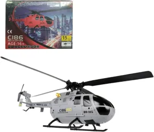 2.4G RC 4CH BO105 Armed Helicopter Military Aircraft Model with 6-axis Gyroscope, One Key Takeoff and Landing Adult Youth Model Toy Gift (RTF Versions)